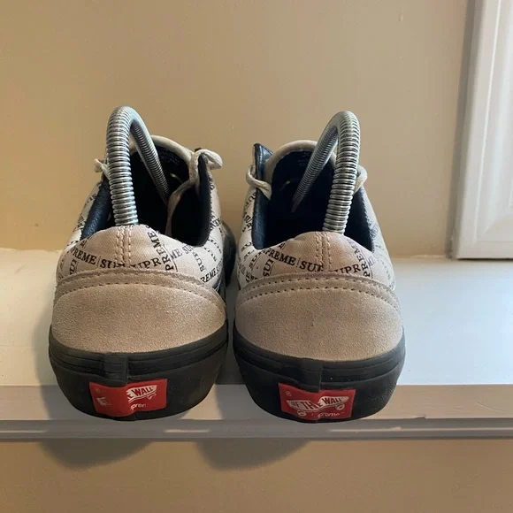 Men's Vans x Supreme Old Skool Pro Grid Pattern Off-White Skate Shoes Size US 7 - Picture 4 of 6